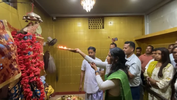 Swapna Barman offers prayers at the Bhramari Devi Temple before launching her election campaign in Rajganj. Thursday, 19 March 2026.